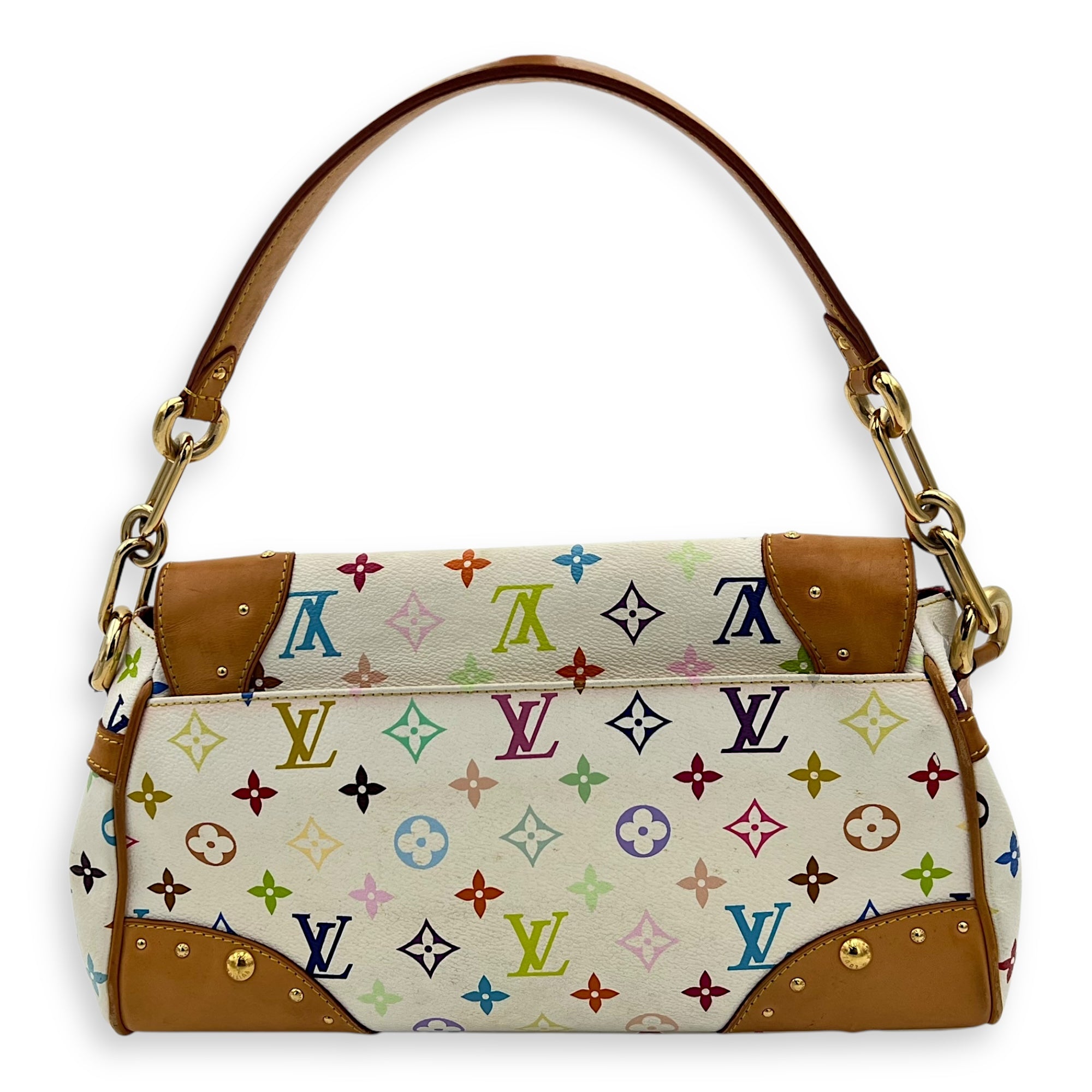 Takashi Murakami Beverly White Shoulder Bag in Coated Canvas, Gold hardware - Image 2