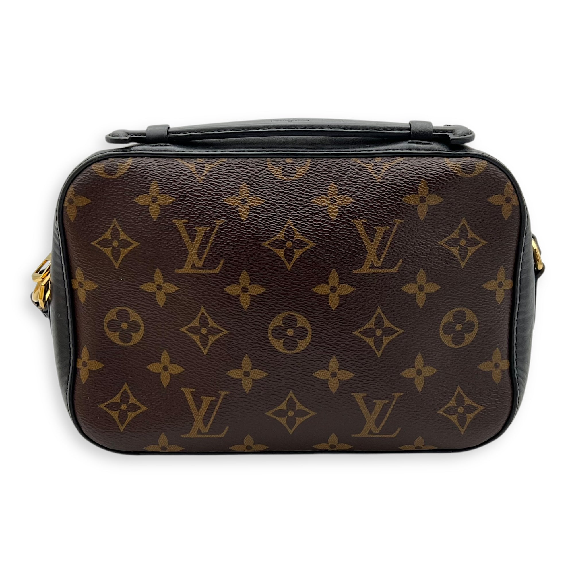 Saintonge Crossbody Bag Small Black in Monogram Coated Canvas, Gold hardware - Image 2