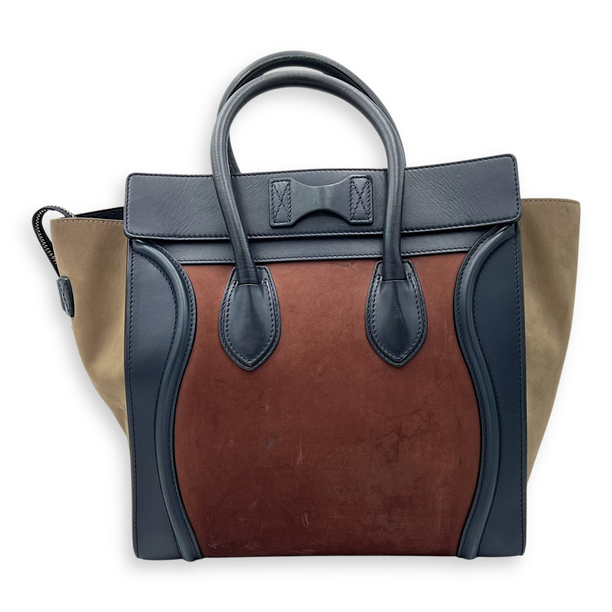 Luggage Mini Multi-colour Top Handle Bag in Suede Leather, Gold hardware - Image 2