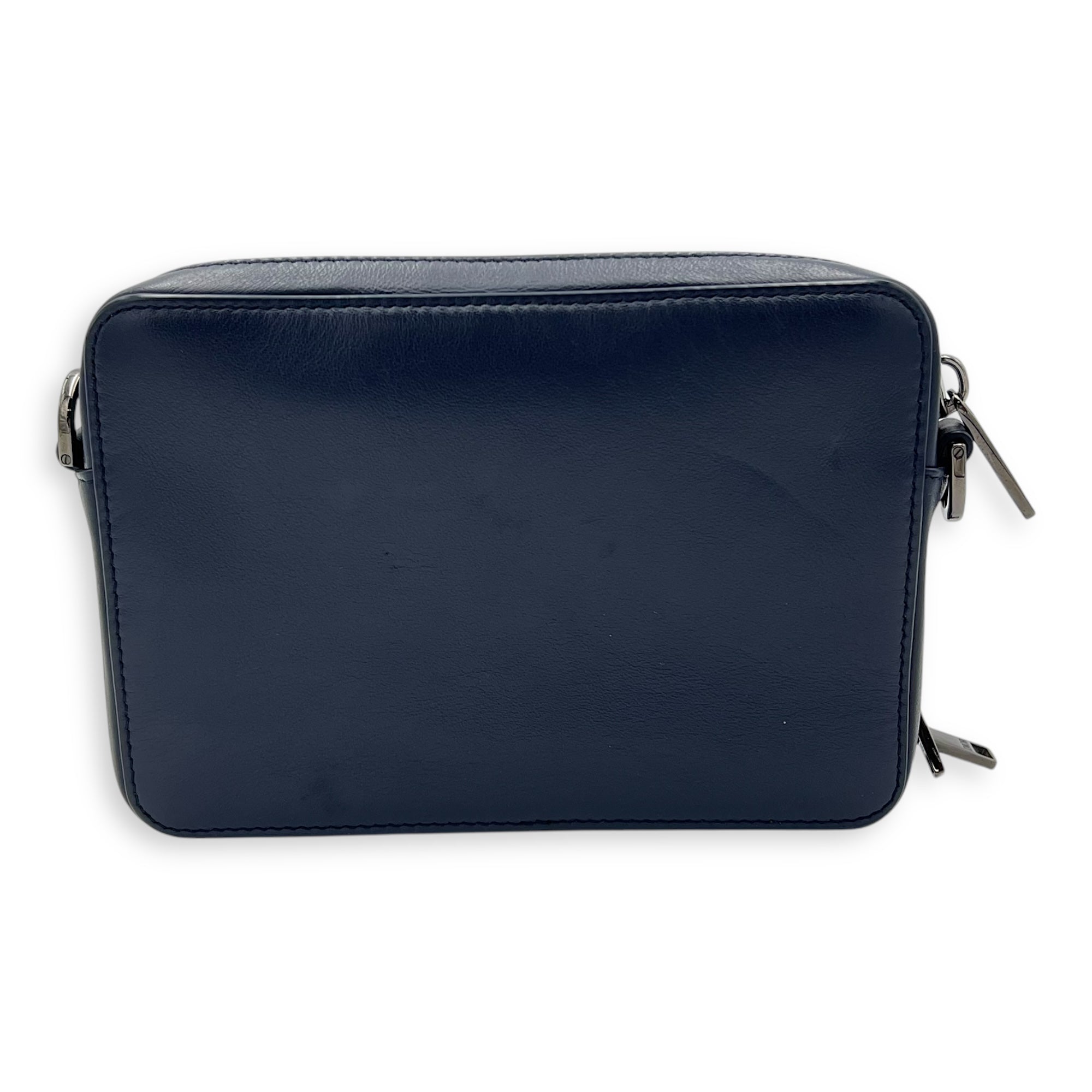 x Descente Double Zip Blue Crossbody Bag in Calfskin, Silver hardware - Image 2