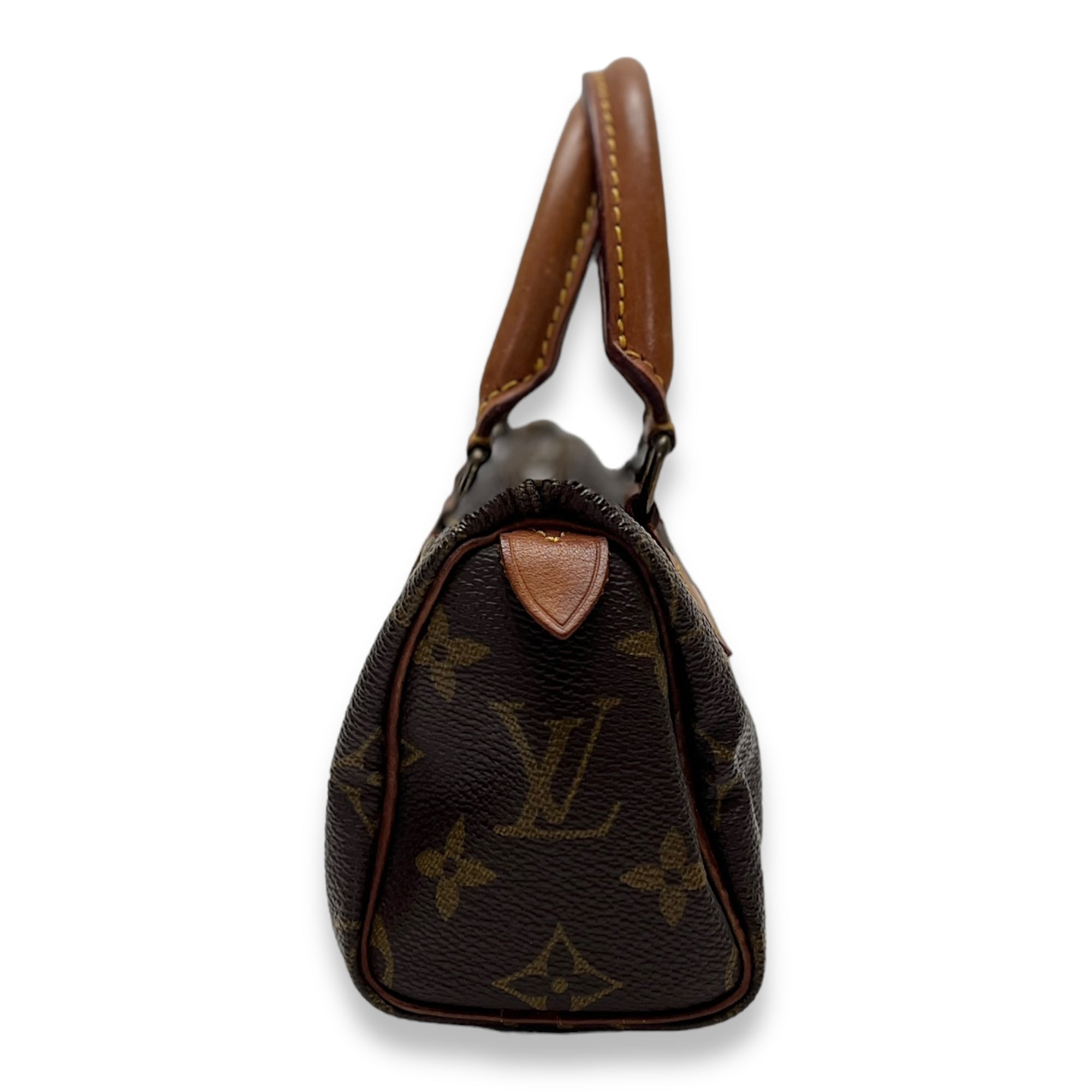 Speedy Top handle Bag Nano Brown in Monogram Coated Canvas , Gold Hardware - Image 3
