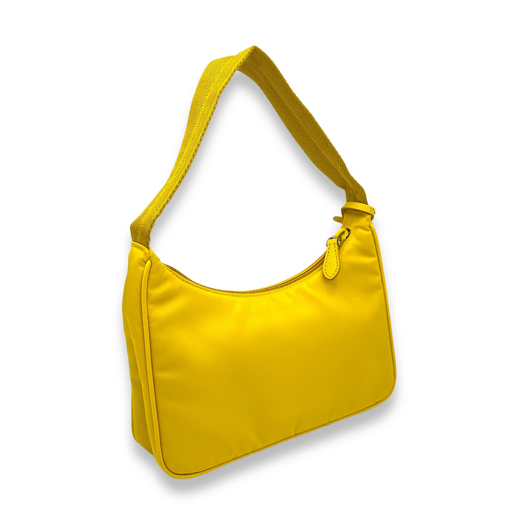 Re-Edition 2000 Yellow Shoulder Bag in Re-Nylon, Silver hardware - Image 3