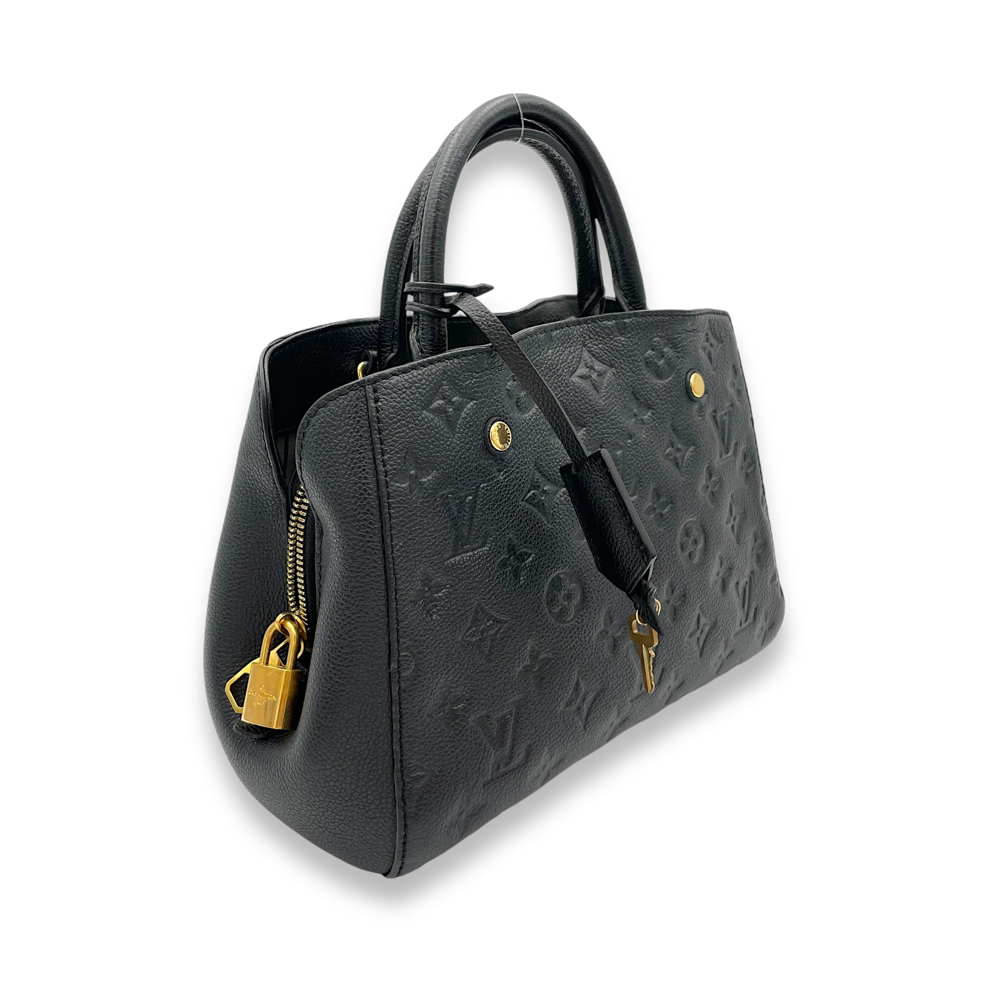 Montaigne Top Handle Bag Black in Empreinte Leather, Gold hardware - Image 4