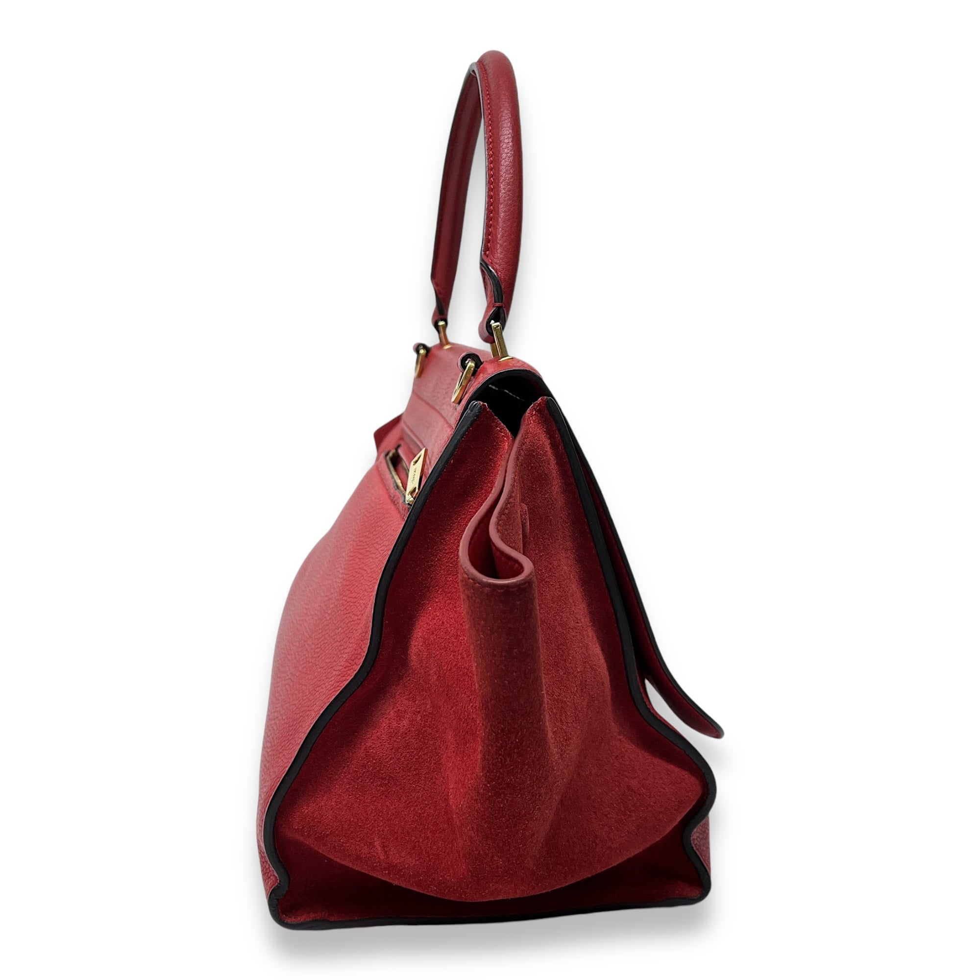 Trapeze Medium Top handle bag in Calfskin, Gold Hardware - Image 3