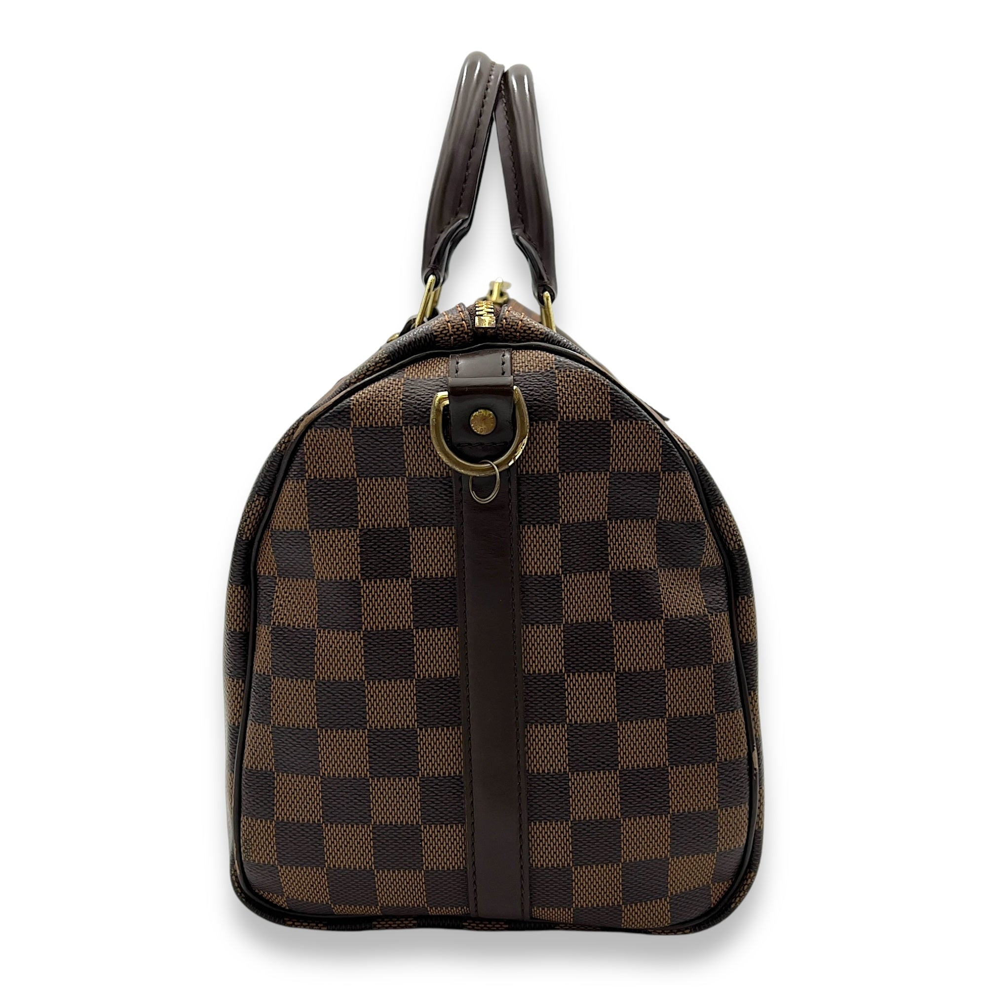 Speedy Bandouliere 30 Damier Ebene Top Handle Bag in Coated Canvas, Gold hardware - Image 3