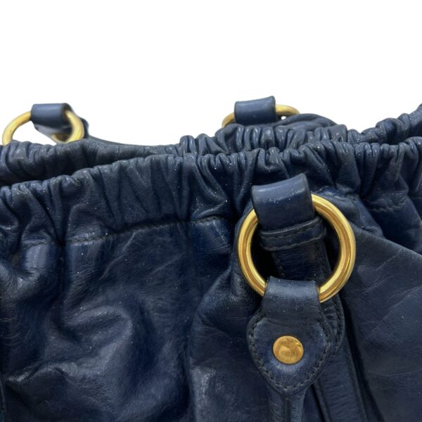Vitello Lux Blue Top Handle Bag in Distressed Leather, Gold hardware - Image 11