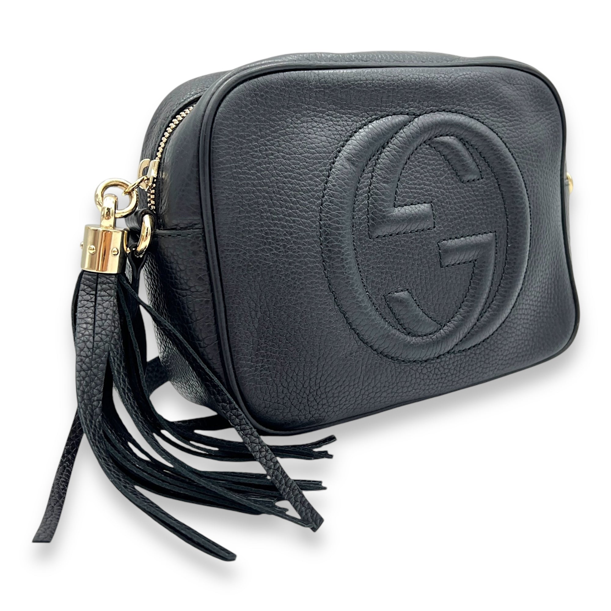 Soho Black Crossbody Bag in Calfskin, Gold hardware - Image 3