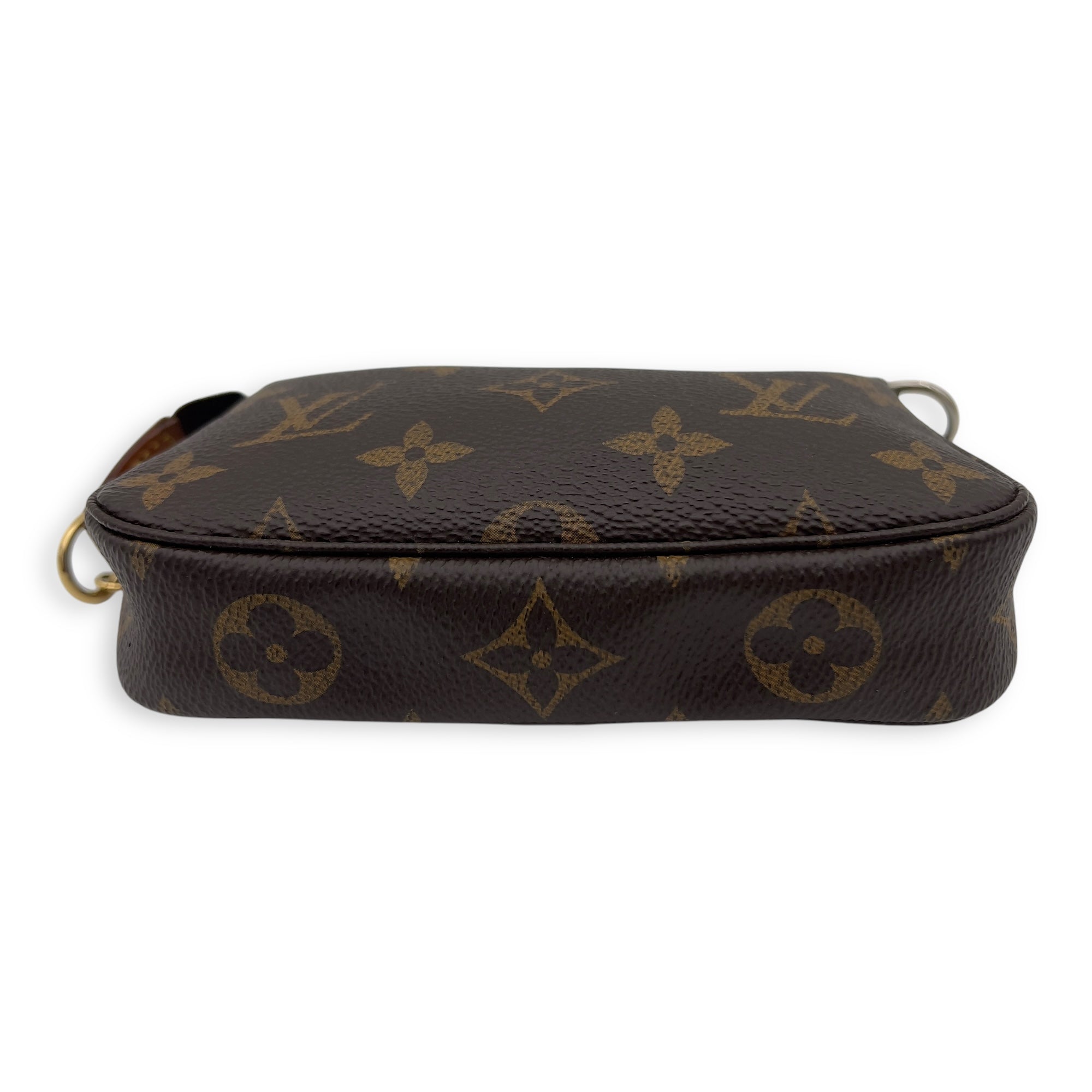 Pochette Top Handle Bag Super Mini Brown in Monogram Coated Canvas, Gold hardware - Image 3