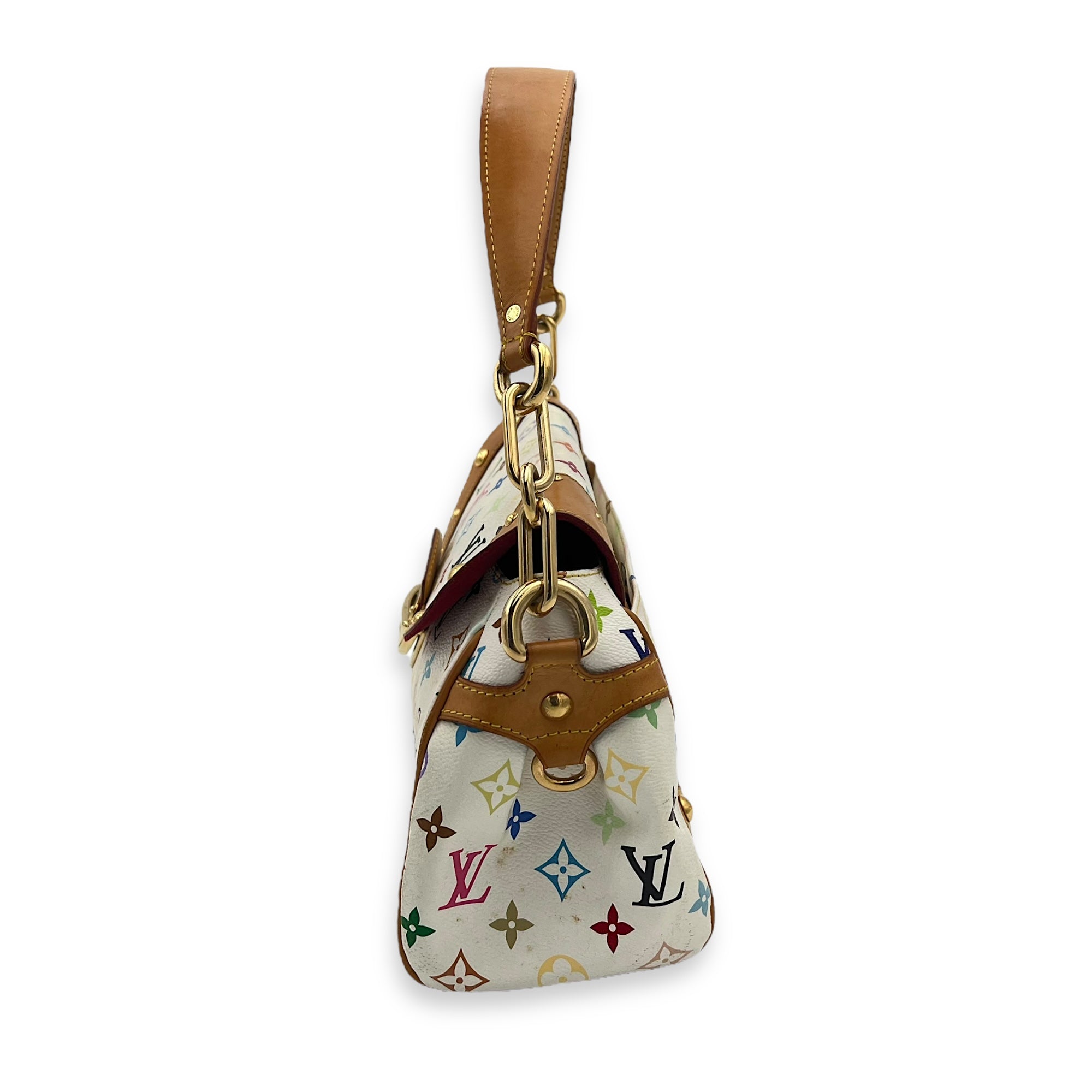 Takashi Murakami Beverly White Shoulder Bag in Coated Canvas, Gold hardware - Image 3