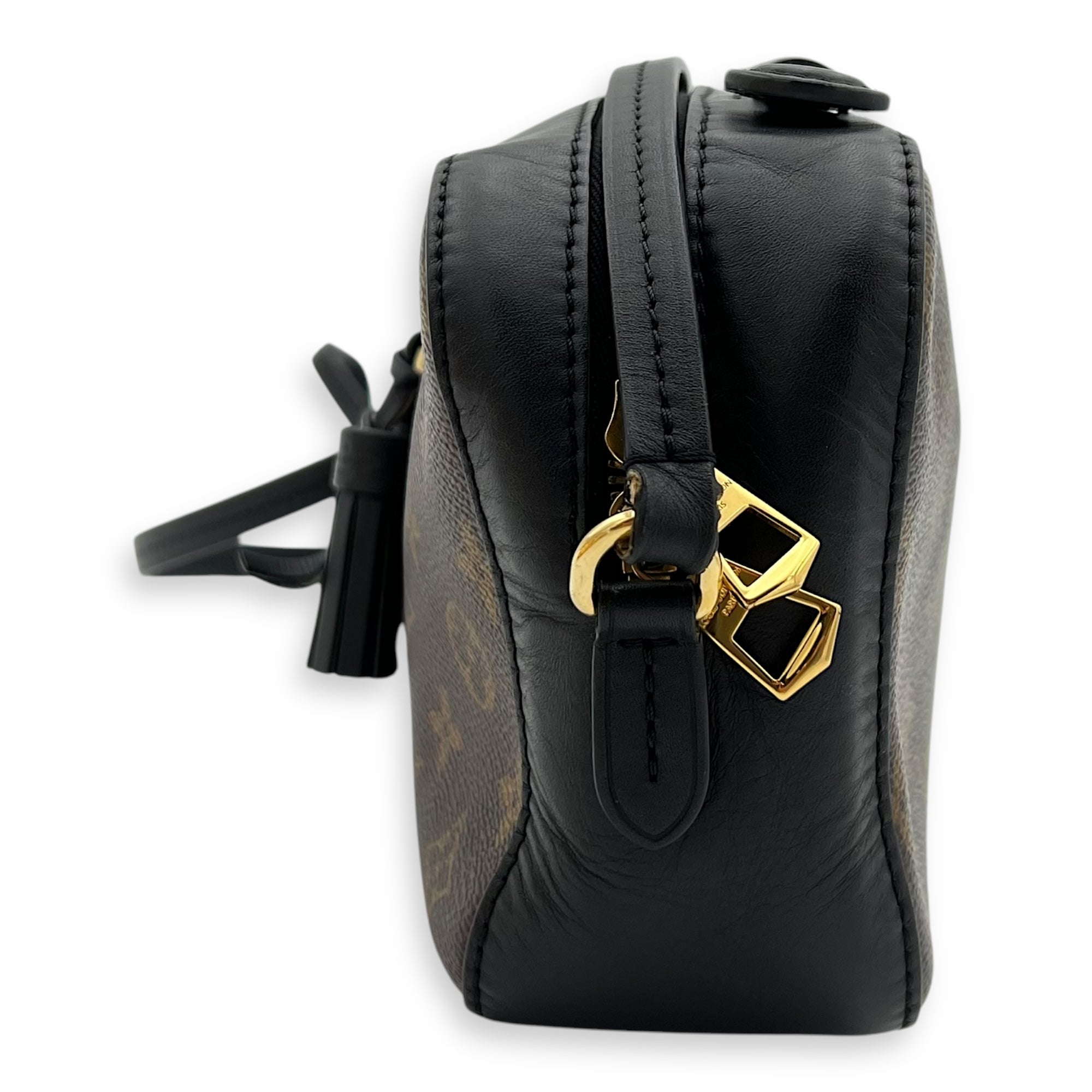 Saintonge Crossbody Bag Small Black in Monogram Coated Canvas, Gold hardware - Image 3