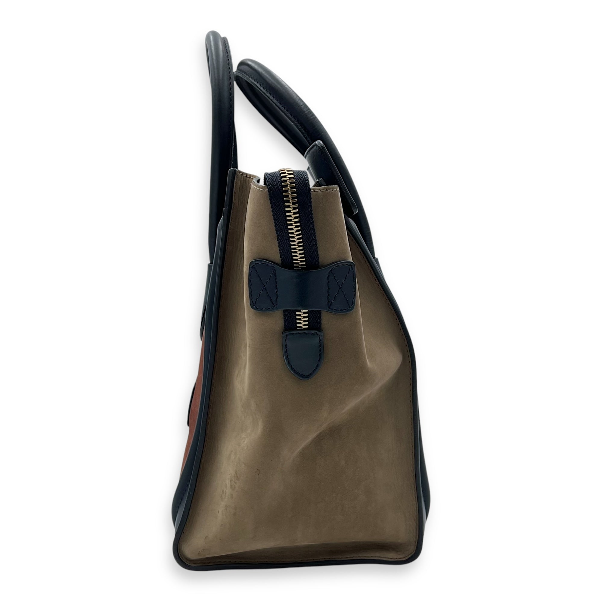 Luggage Mini Multi-colour Top Handle Bag in Suede Leather, Gold hardware - Image 3