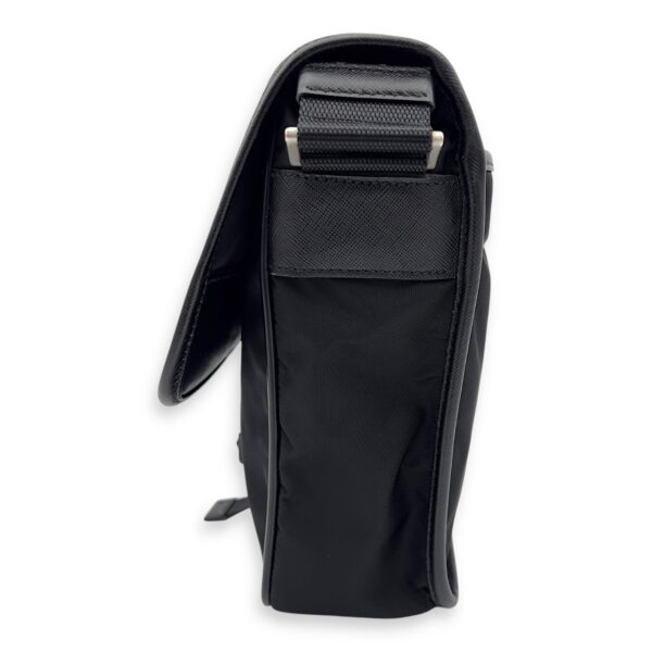 Logo Black Crossbody Bag in Nylon, Silver hardware - Image 3