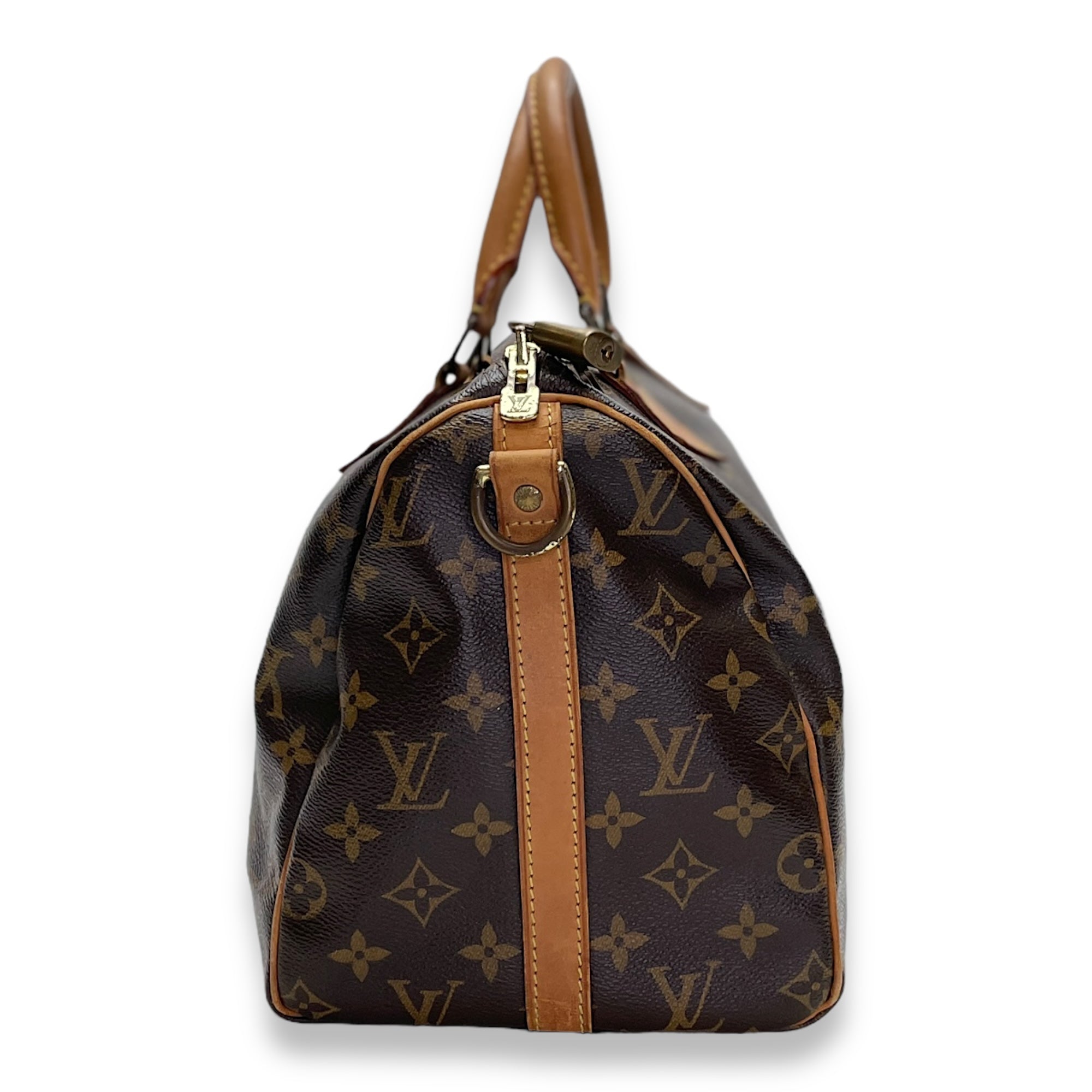 Speedy Bandouliere 30 Brown Top Handle Bag in Monogram Coated Canvas, Gold hardware - Image 4