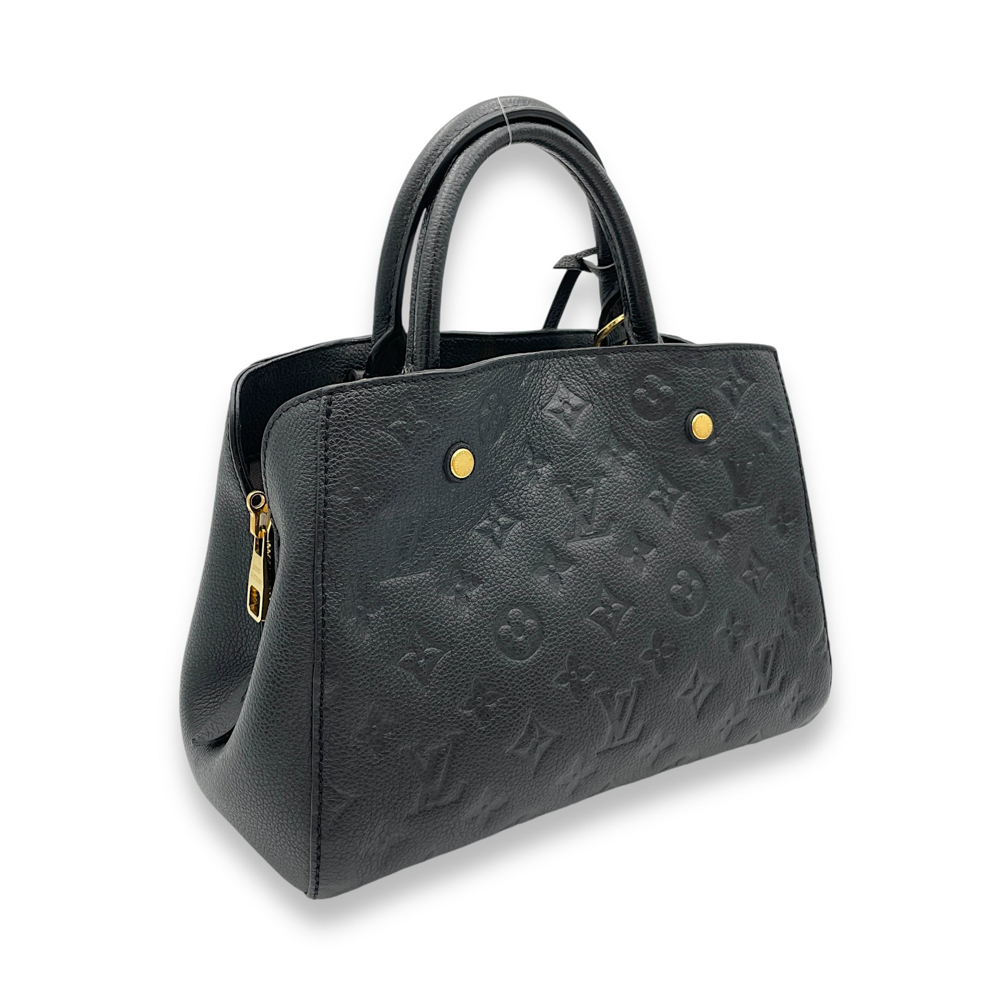 Montaigne Top Handle Bag Black in Empreinte Leather, Gold hardware - Image 5