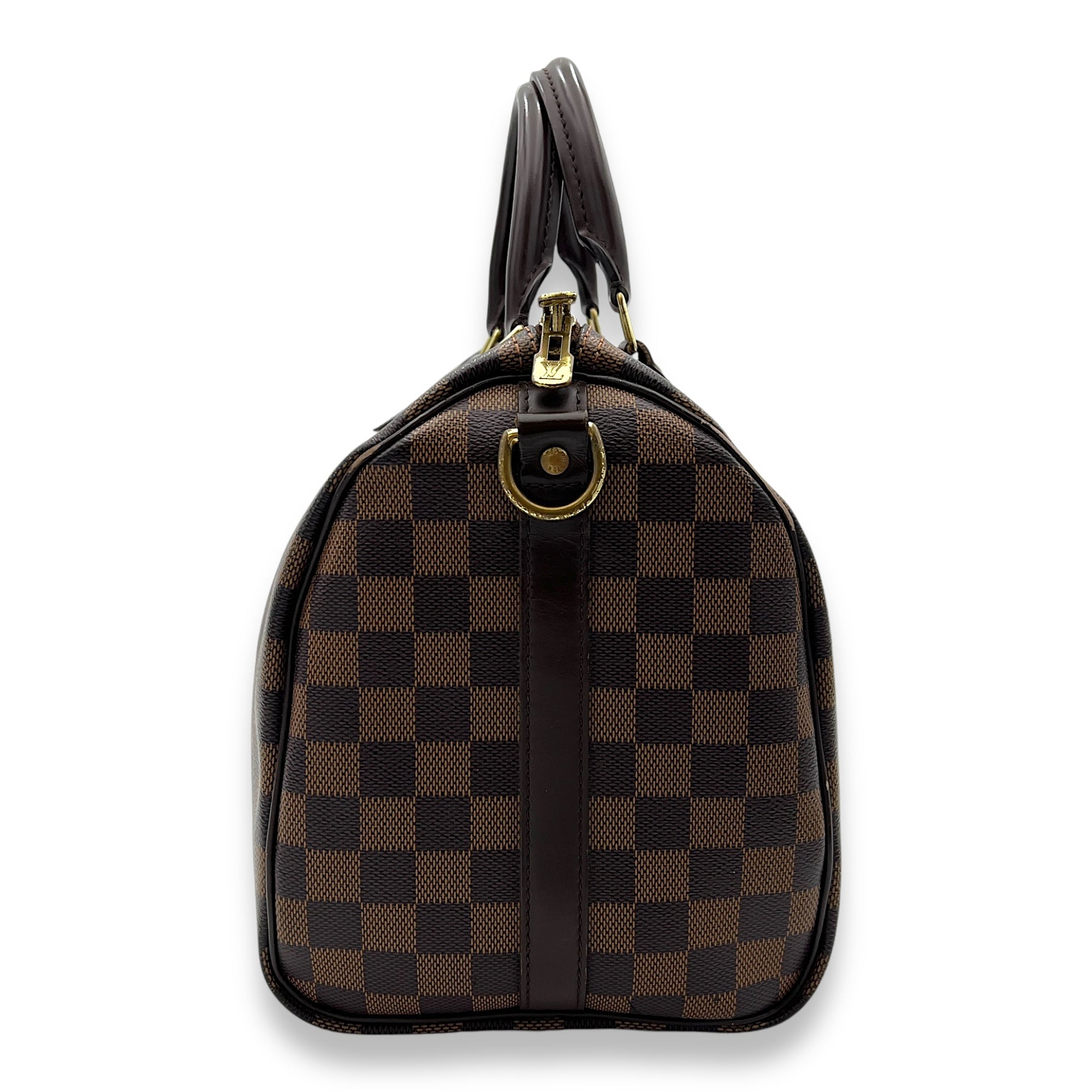 Speedy Bandouliere 30 Damier Ebene Top Handle Bag in Coated Canvas, Gold hardware - Image 4