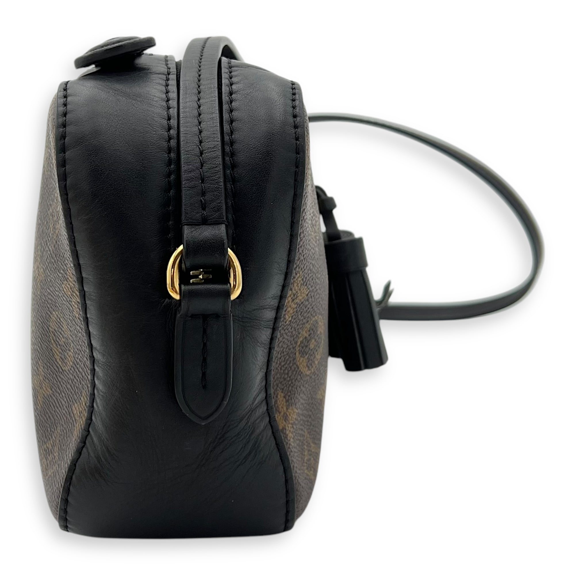 Saintonge Crossbody Bag Small Black in Monogram Coated Canvas, Gold hardware - Image 4
