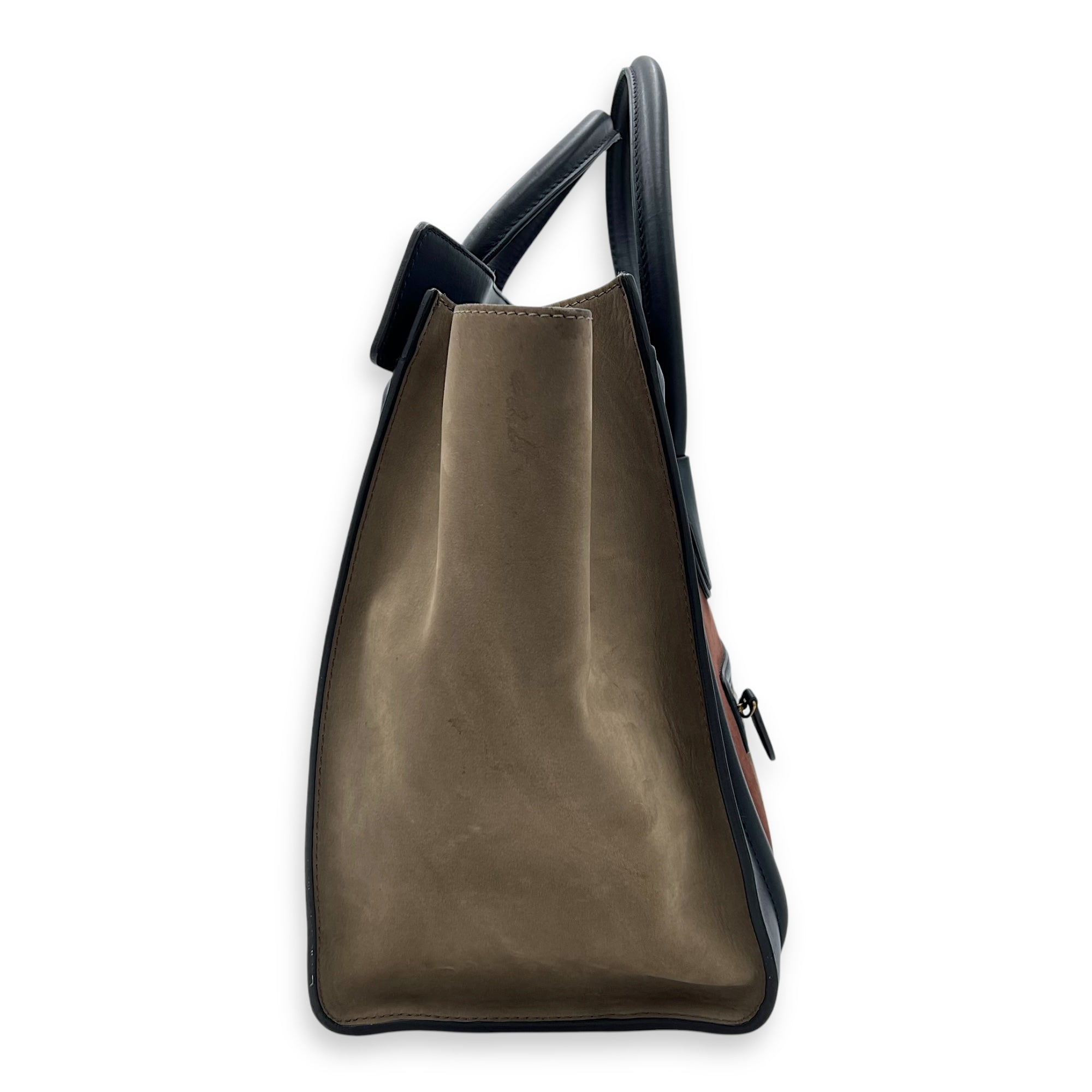 Luggage Mini Multi-colour Top Handle Bag in Suede Leather, Gold hardware - Image 4