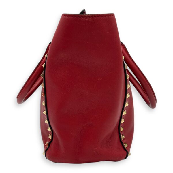 Rockstud Top Handle Bag Red in Calfskin, Gold hardware - Image 4
