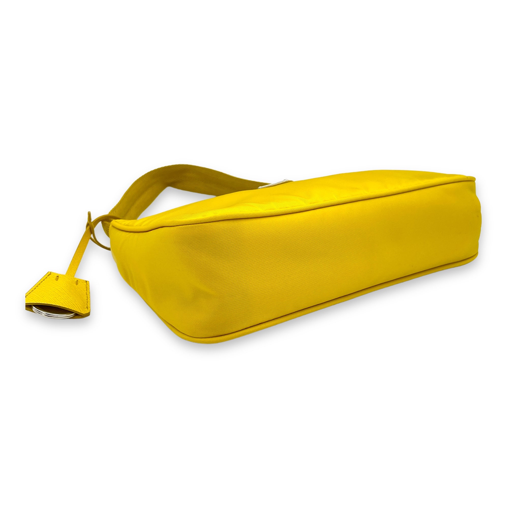 Re-Edition 2000 Yellow Shoulder Bag in Re-Nylon, Silver hardware - Image 5