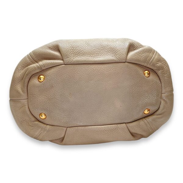 Logo Beige Top Handle Bag in Calfskin, Gold hardware - Image 5