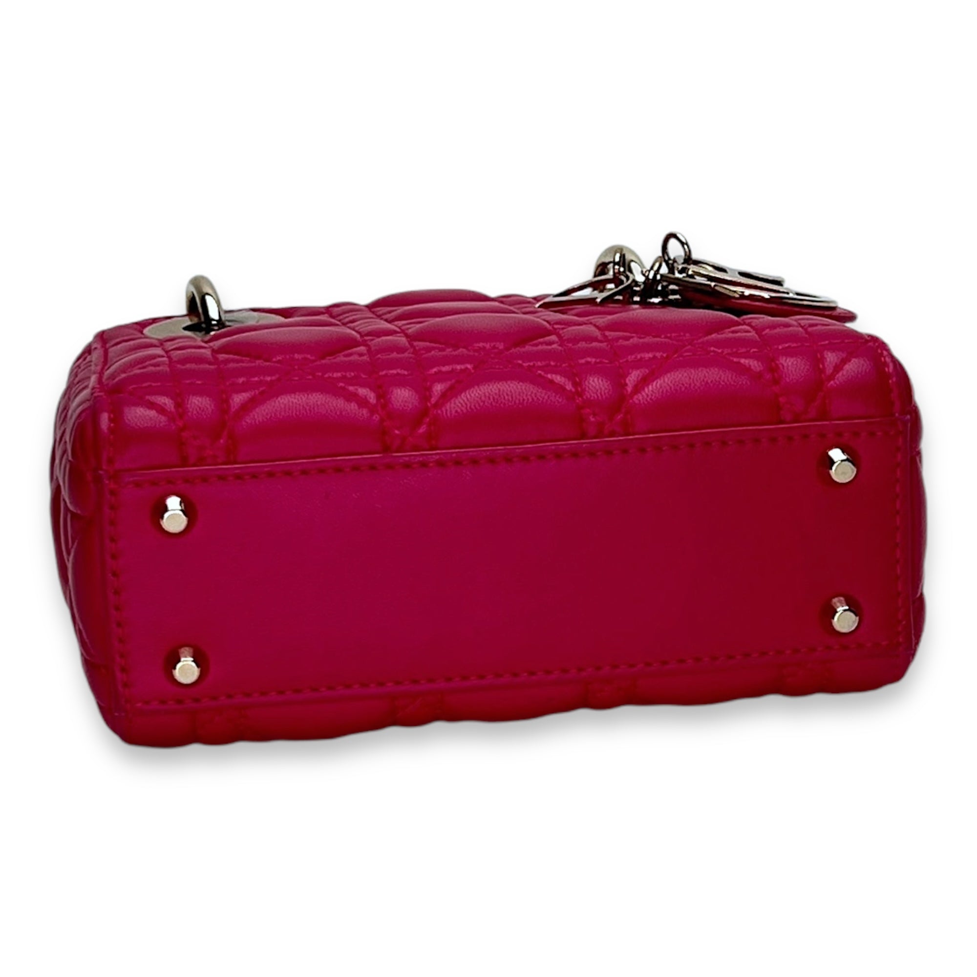 Lady Dior Mini Top handle bag in Lambskin, Light Gold Hardware - Image 5