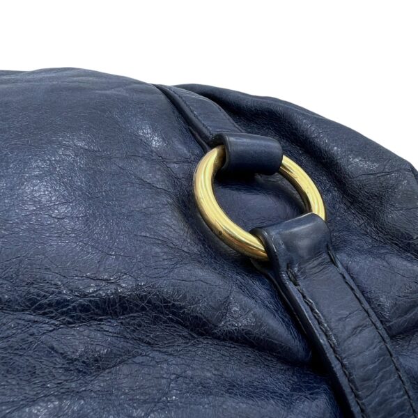Vitello Lux Blue Top Handle Bag in Distressed Leather, Gold hardware - Image 9