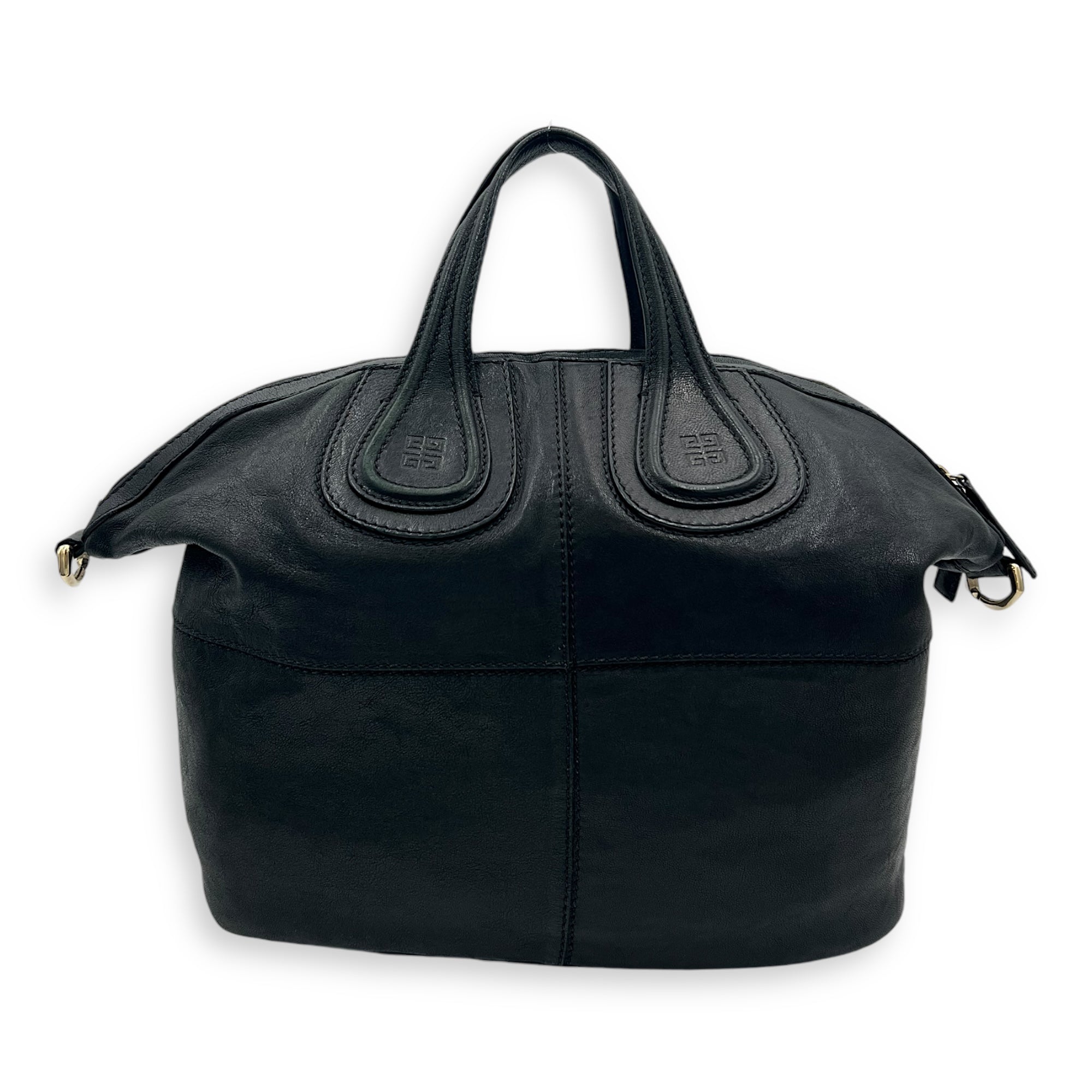 Nightingale Black Top Handle Bag in Lambskin, Gold hardware - Image 4