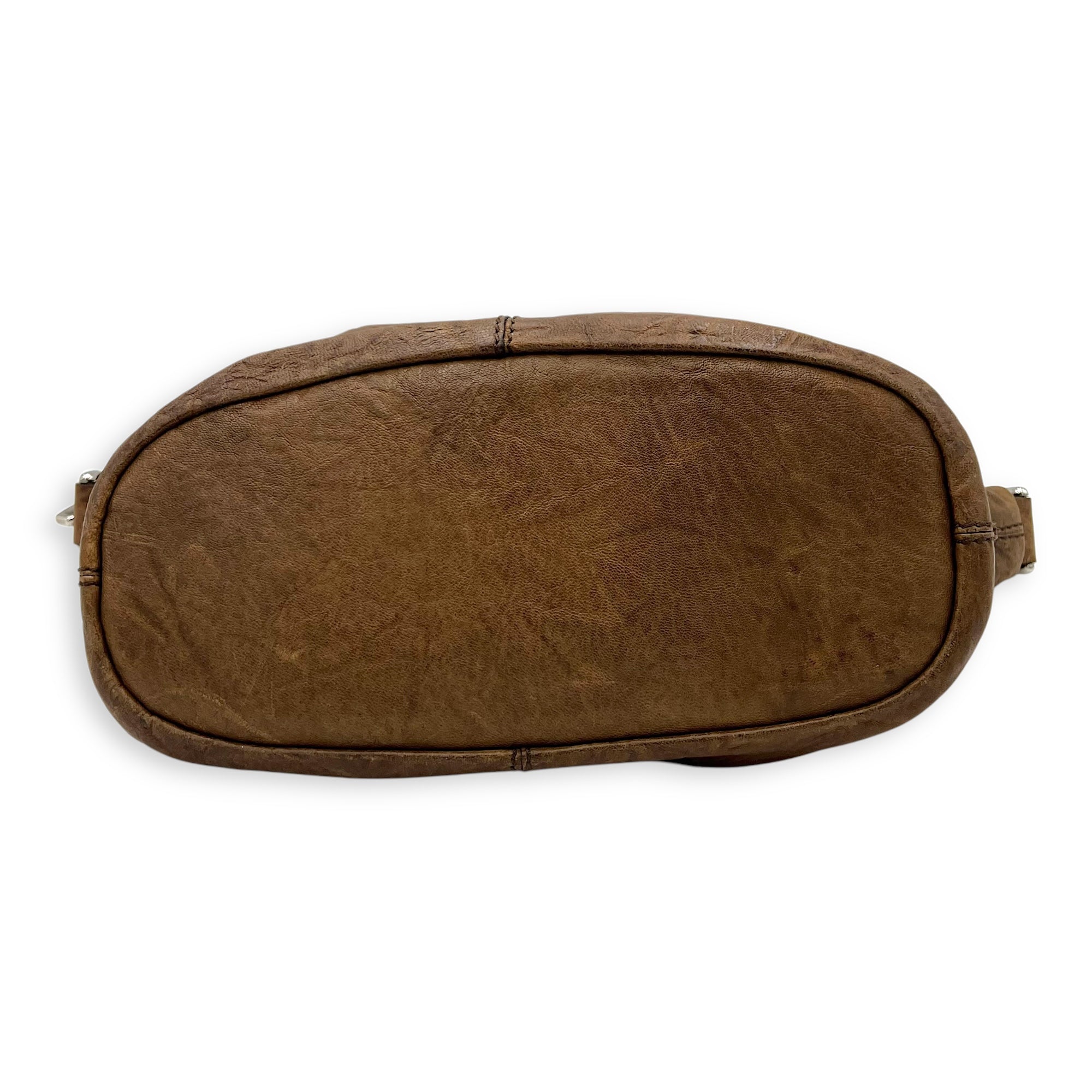 Nightingale Small Brown Top Handle Bag in Distressed Leather, Silver hardware - Image 5