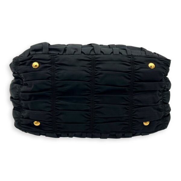 Gaufre Top Handle Bag Black in Nylon, Gold hardware - Image 5