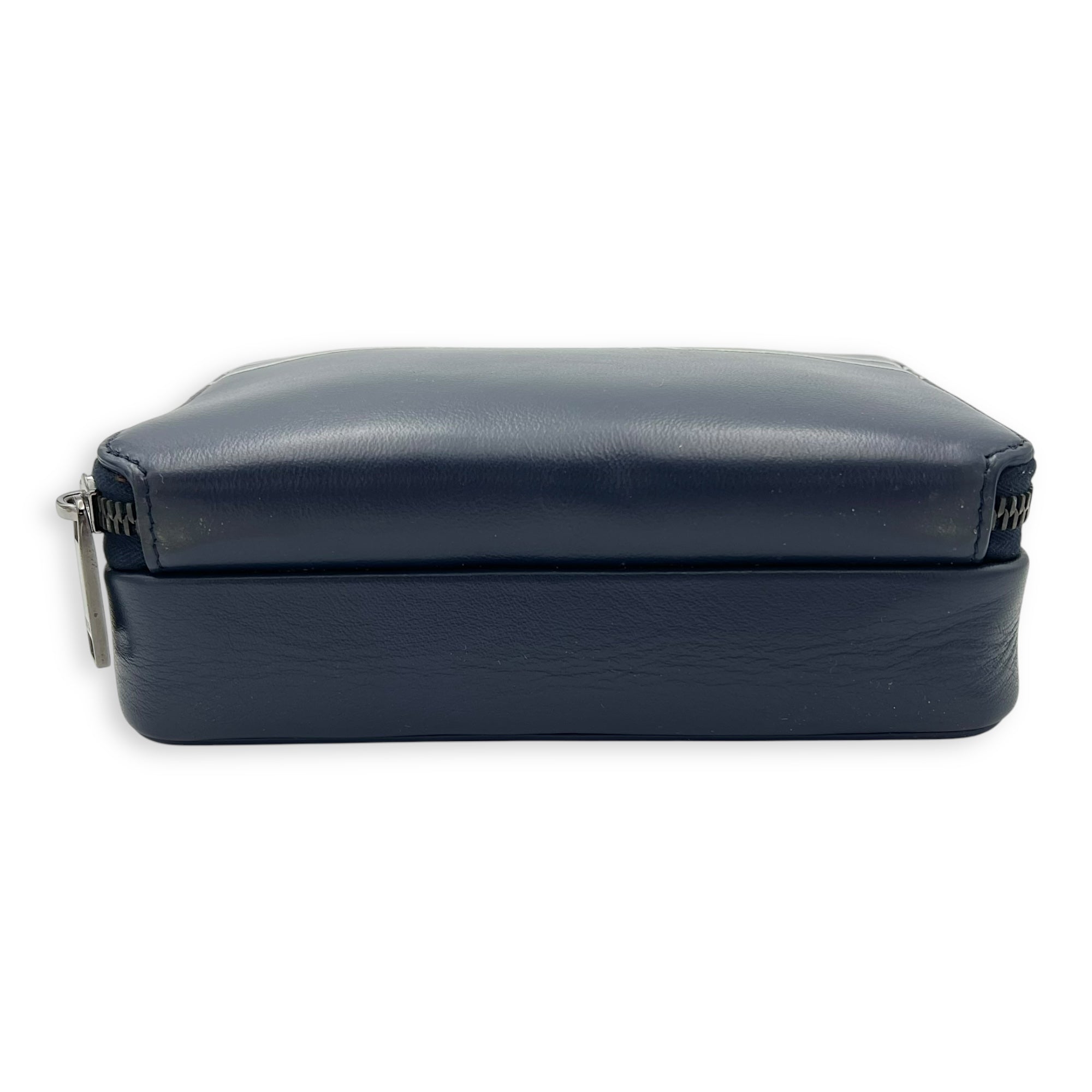 x Descente Double Zip Blue Crossbody Bag in Calfskin, Silver hardware - Image 5