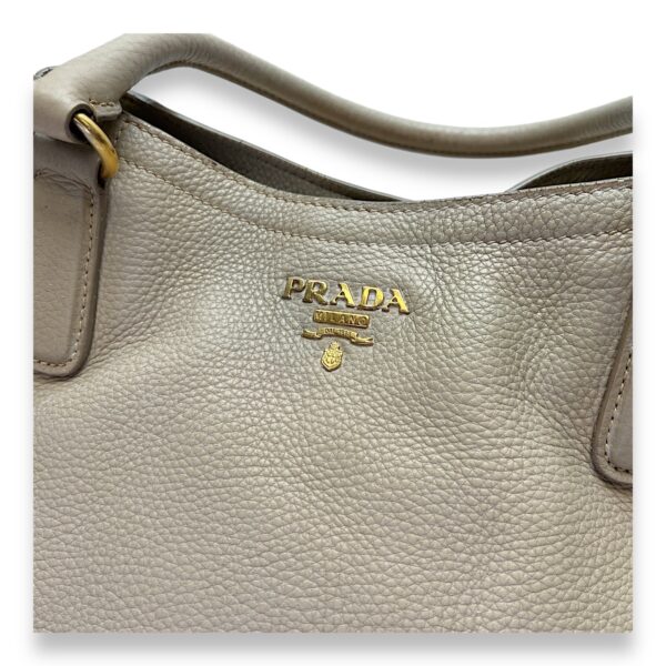 Logo Beige Top Handle Bag in Calfskin, Gold hardware - Image 6