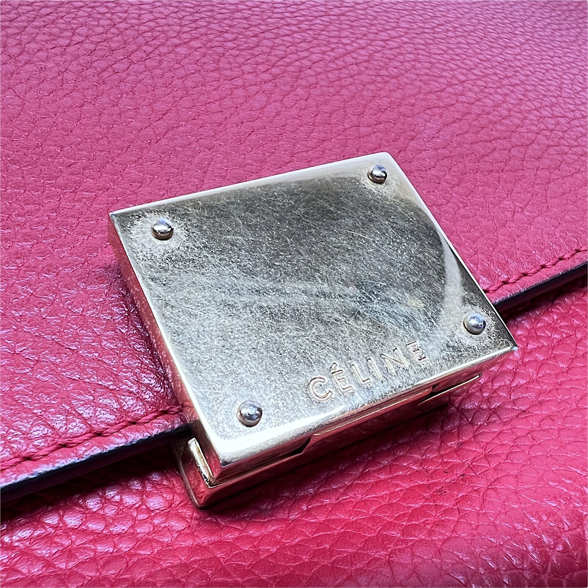 Trapeze Medium Top handle bag in Calfskin, Gold Hardware - Image 6