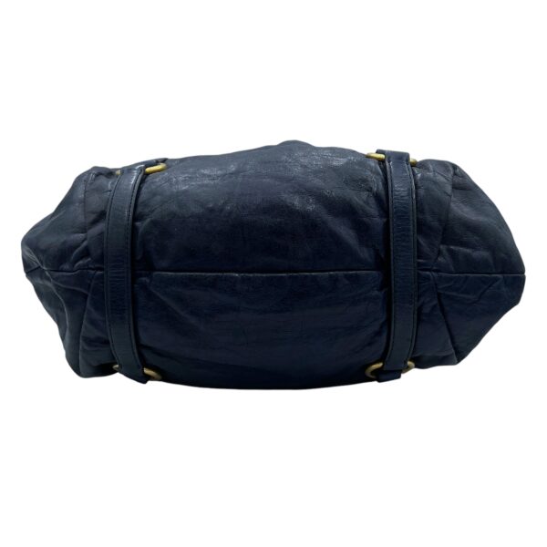 Vitello Lux Blue Top Handle Bag in Distressed Leather, Gold hardware - Image 5