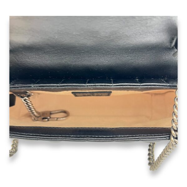 GG Marmont Super Mini Black Shoulder Bag in Calfskin, Silver hardware - Image 6