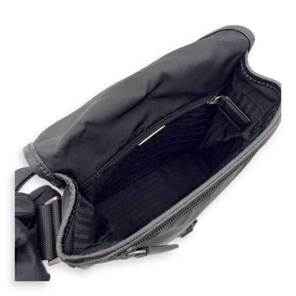 Logo Black Crossbody Bag in Nylon, Silver hardware - Image 8