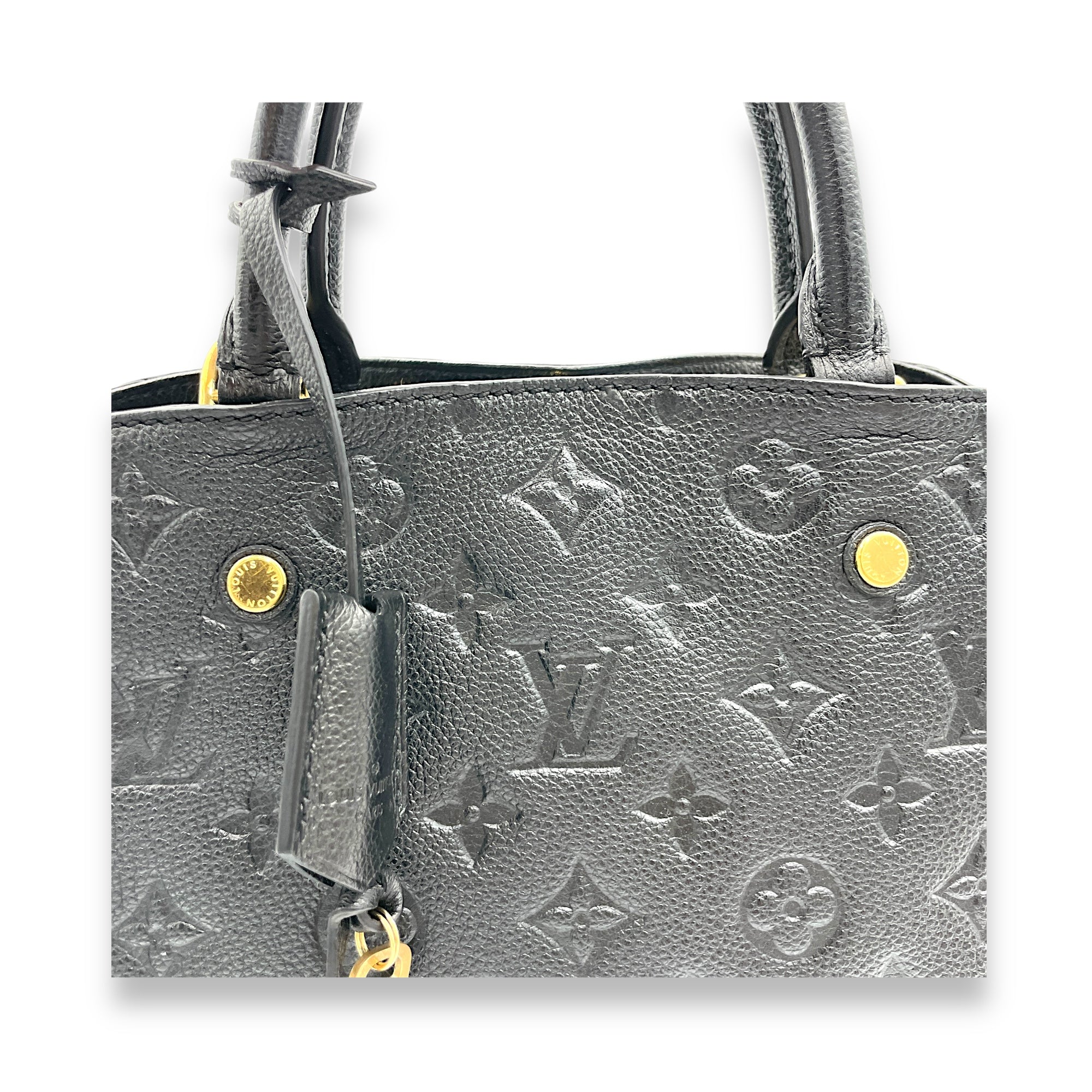 Montaigne Top Handle Bag Black in Empreinte Leather, Gold hardware - Image 8