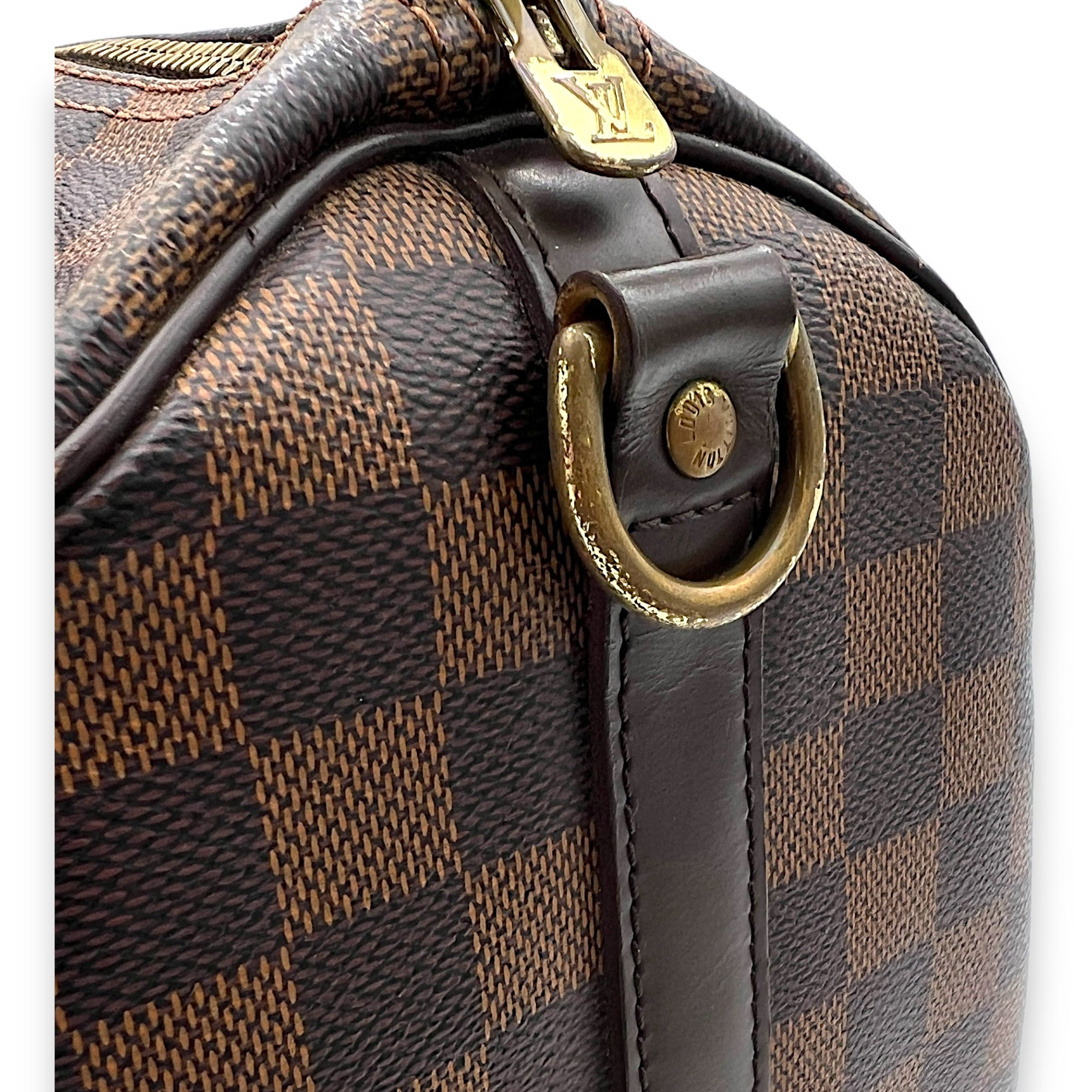 Speedy Bandouliere 30 Damier Ebene Top Handle Bag in Coated Canvas, Gold hardware - Image 7