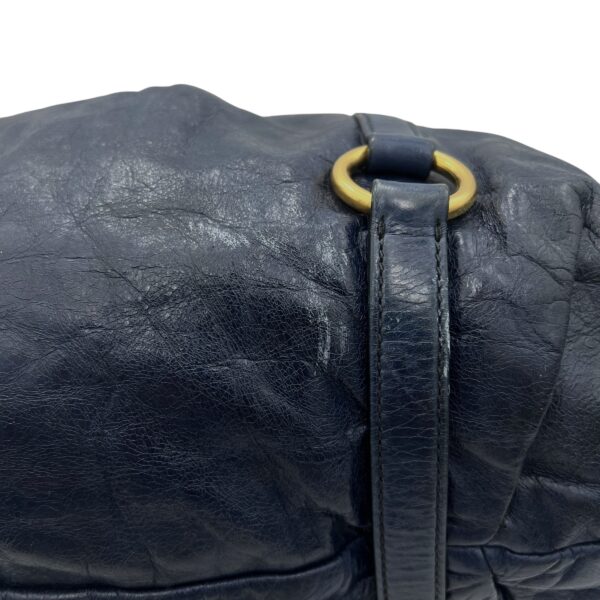 Vitello Lux Blue Top Handle Bag in Distressed Leather, Gold hardware - Image 8