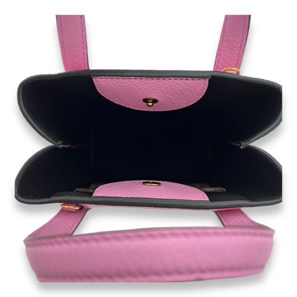 Top Handle Bag Mini Pink in Calfskin, Gold hardware - Image 7