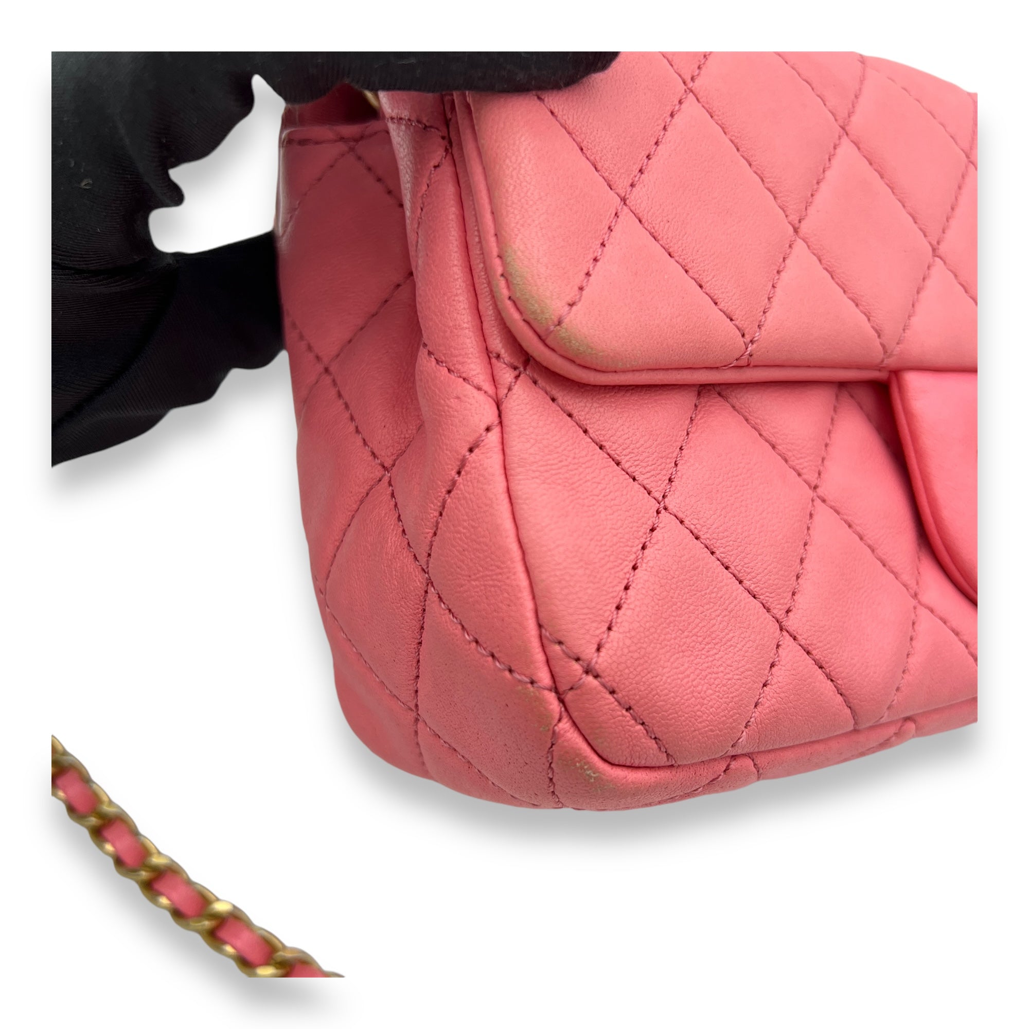 Quilted Pearl Crush Shoulder Bag Pink in Calfskin, Gold hardware - Image 7