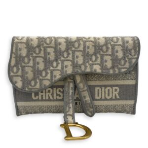 Saddle Belt Bag Grey in Jacquard, Gold hardware