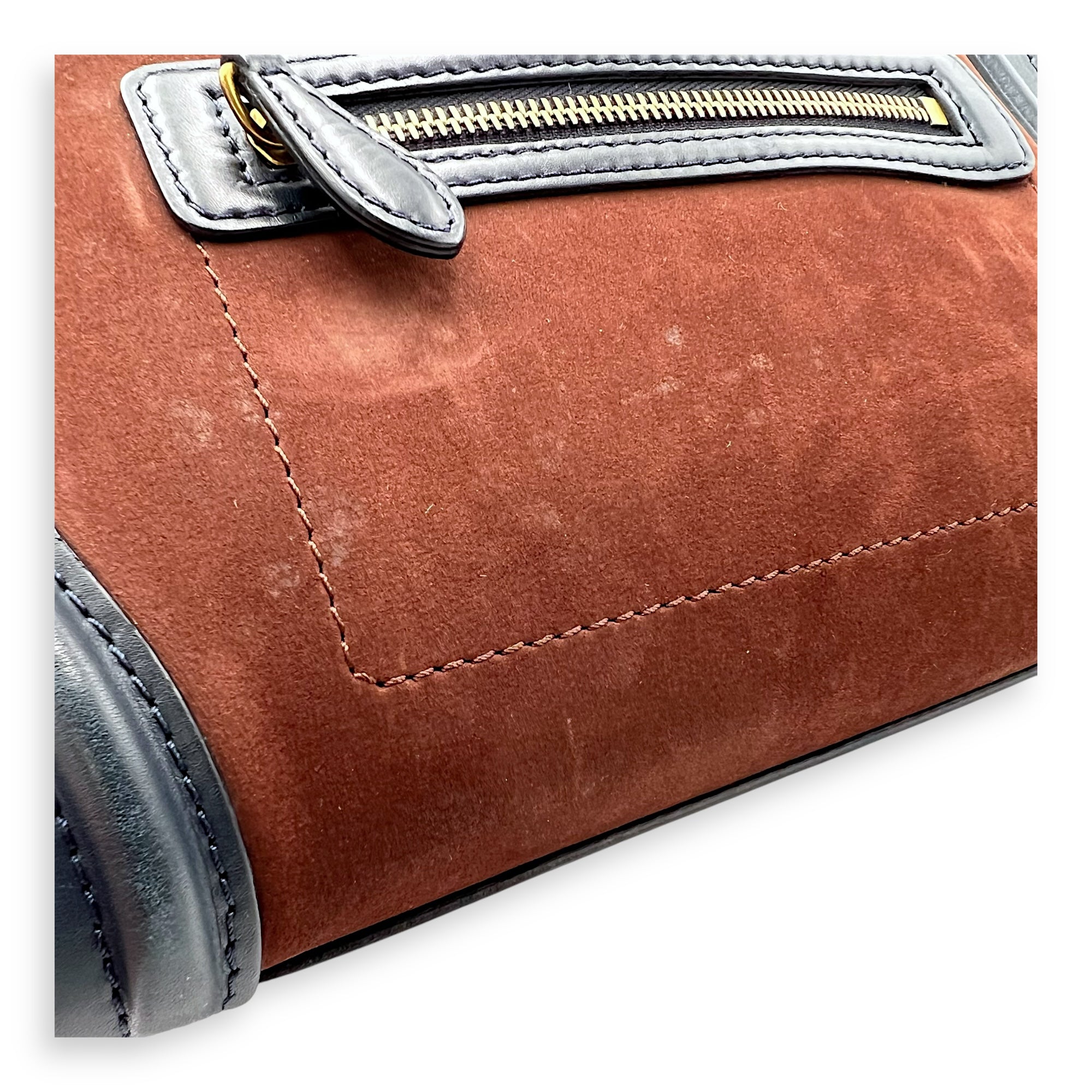 Luggage Mini Multi-colour Top Handle Bag in Suede Leather, Gold hardware - Image 7