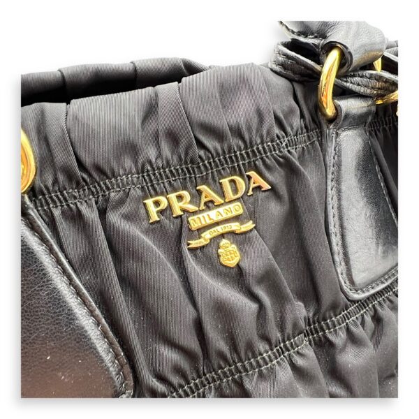 Gaufre Top Handle Bag Black in Nylon, Gold hardware - Image 7