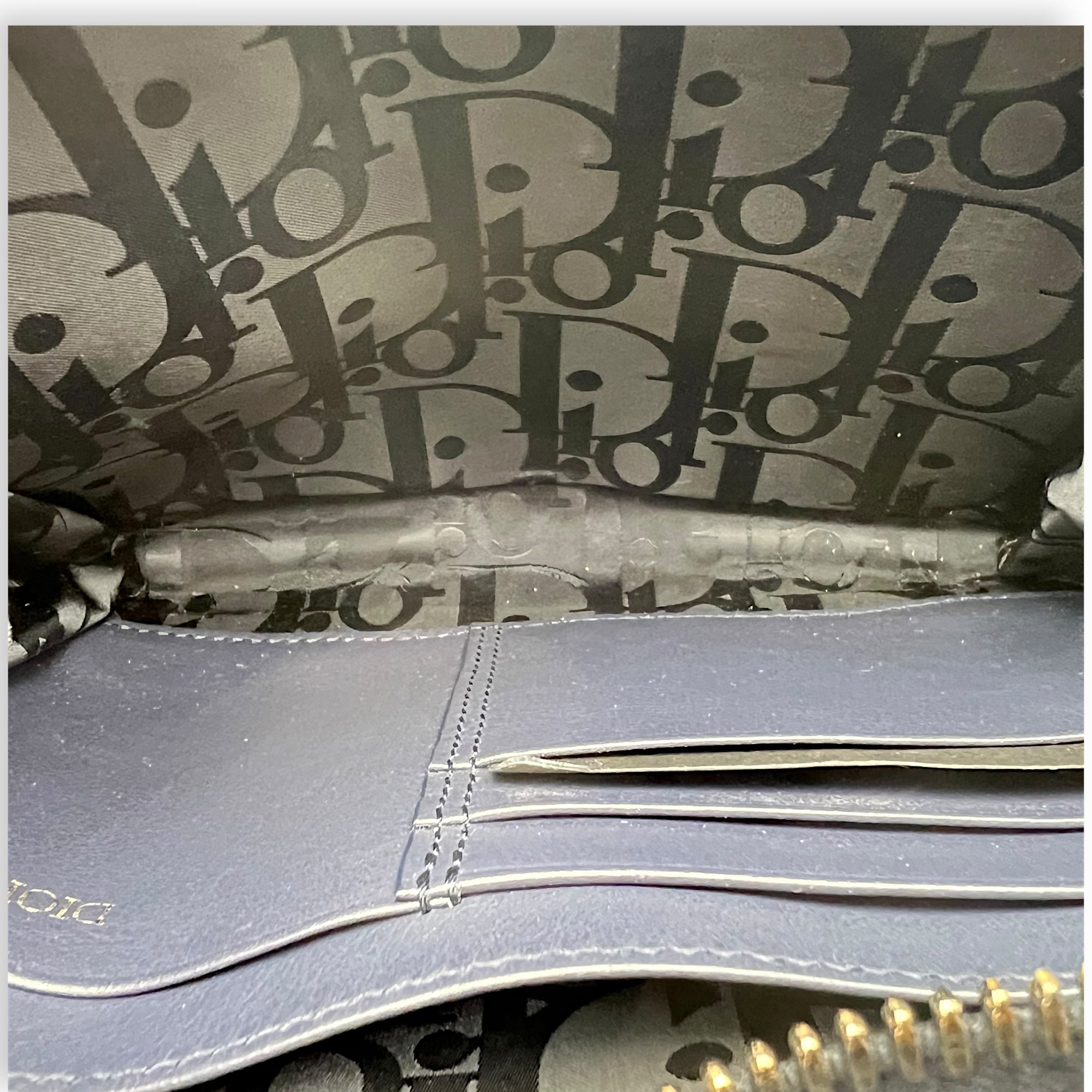 x Descente Double Zip Blue Crossbody Bag in Calfskin, Silver hardware - Image 6