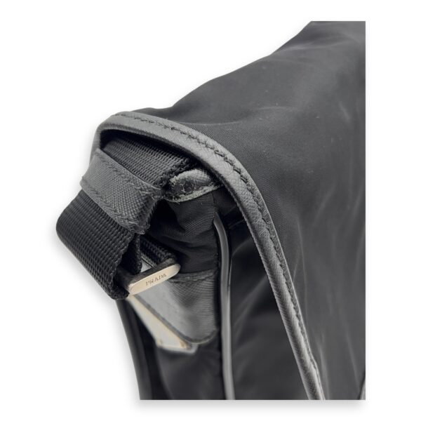 Logo Black Crossbody Bag in Nylon, Silver hardware - Image 7
