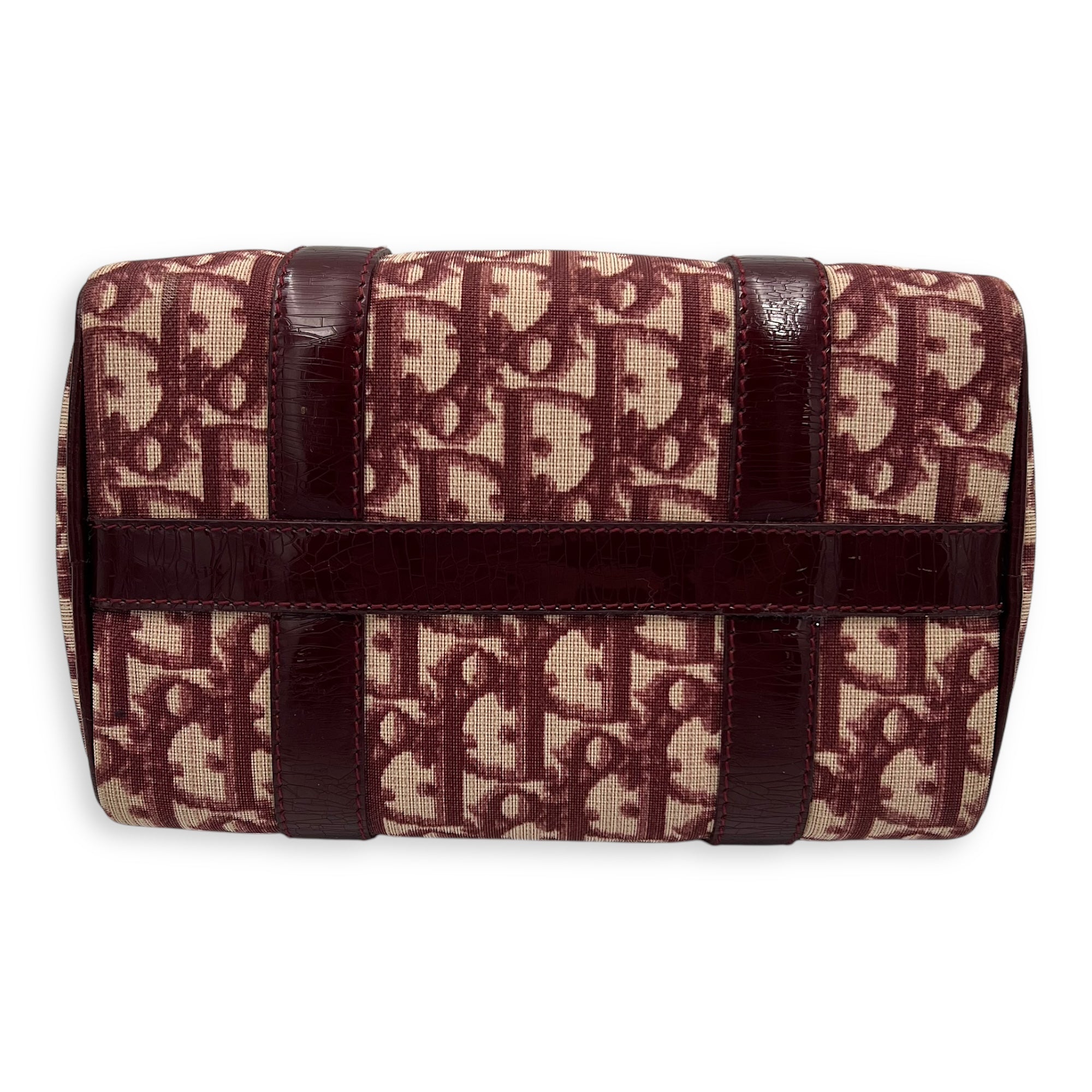 Vintage Trotter Boston Mini Red Top Handle Bag in Coated Canvas, Gold hardware - Image 5