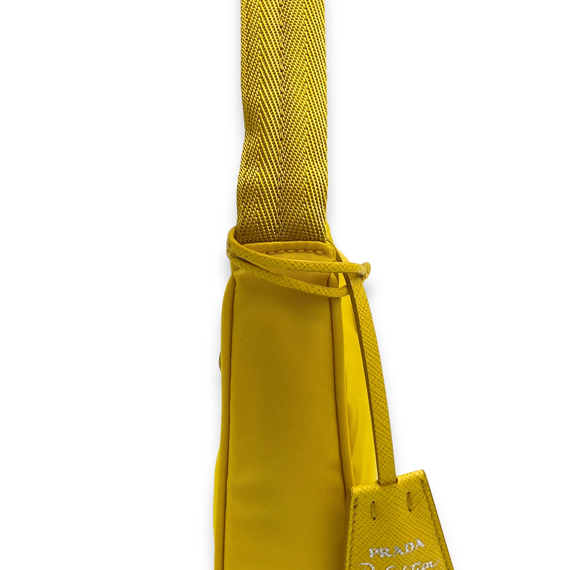 Re-Edition 2000 Yellow Shoulder Bag in Re-Nylon, Silver hardware - Image 8