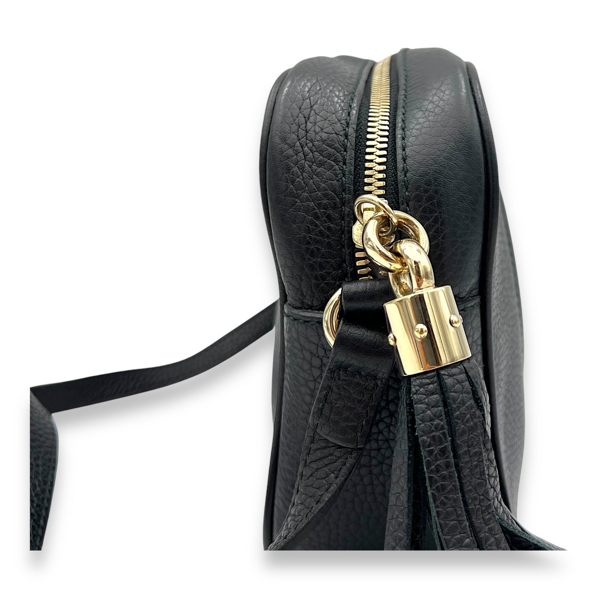 Soho Black Crossbody Bag in Calfskin, Gold hardware - Image 8