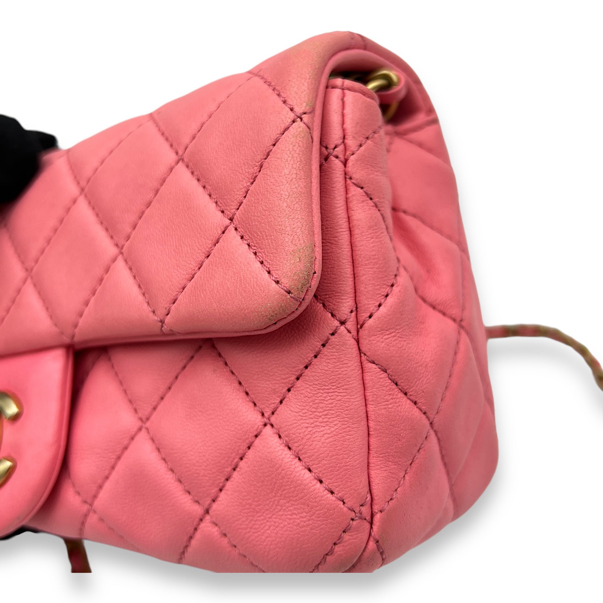 Quilted Pearl Crush Shoulder Bag Pink in Calfskin, Gold hardware - Image 8