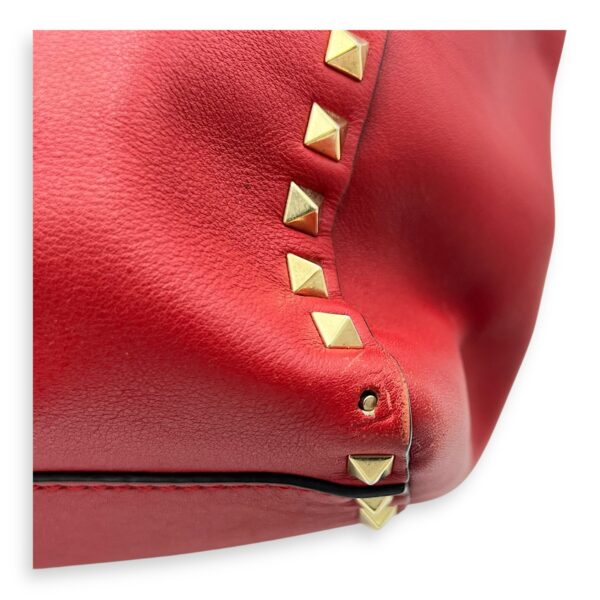 Rockstud Top Handle Bag Red in Calfskin, Gold hardware - Image 8